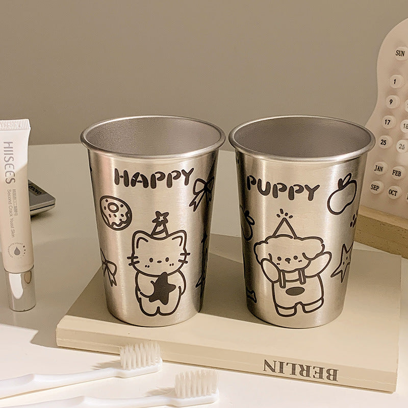 Stainless Steel Drinking Cup with Playful Dog Design Stornfield