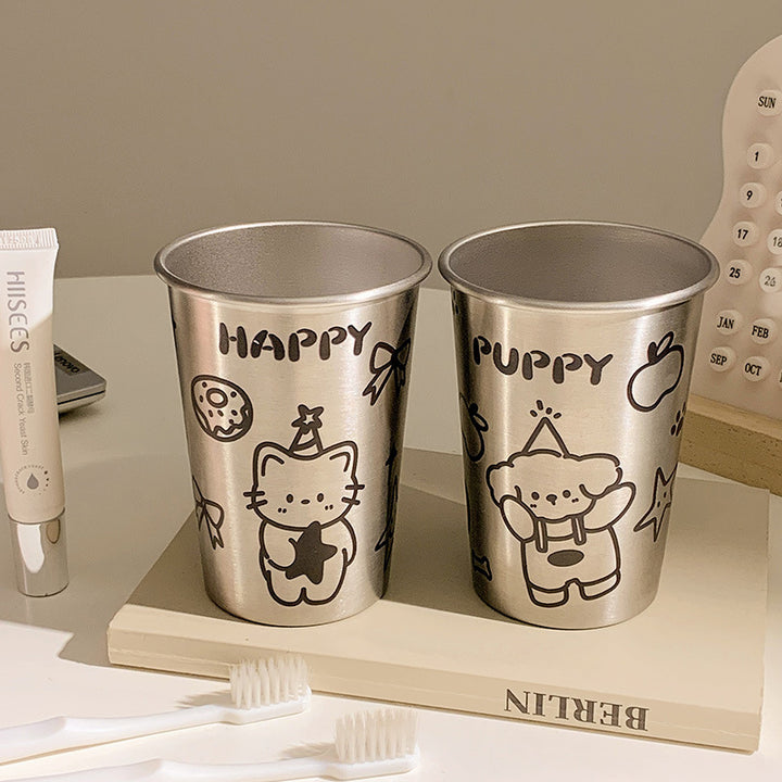 Stainless Steel Drinking Cup with Playful Dog Design Stornfield