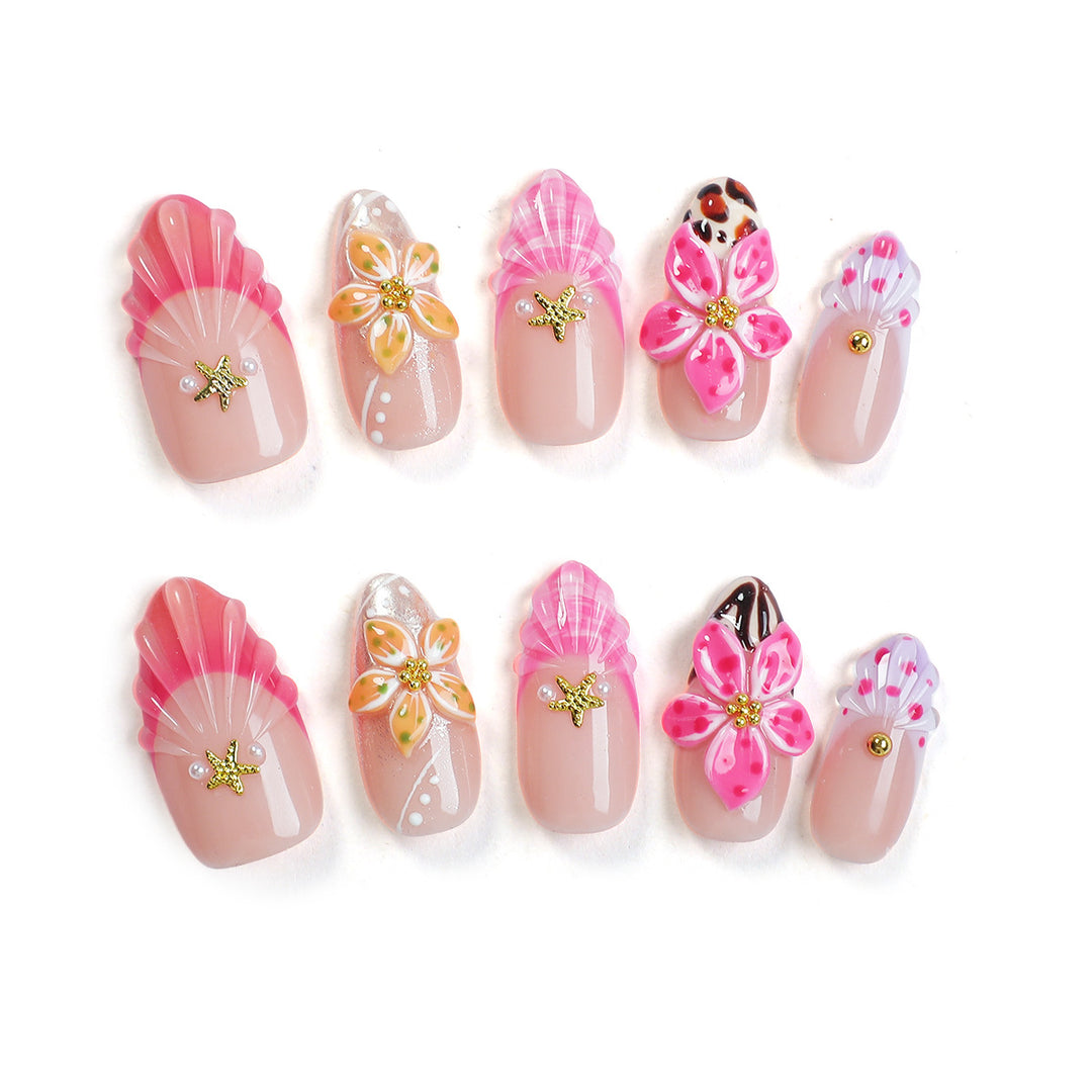Creative nail art set with blooming floral elements Stornfield