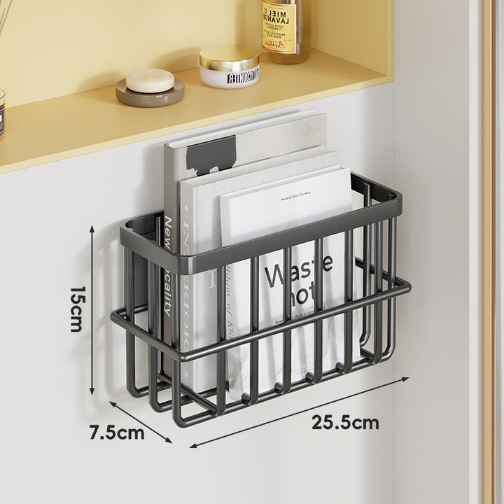 Slim Modular Wall-Mounted Rust-Resistant Metal Magazine and Document Basket