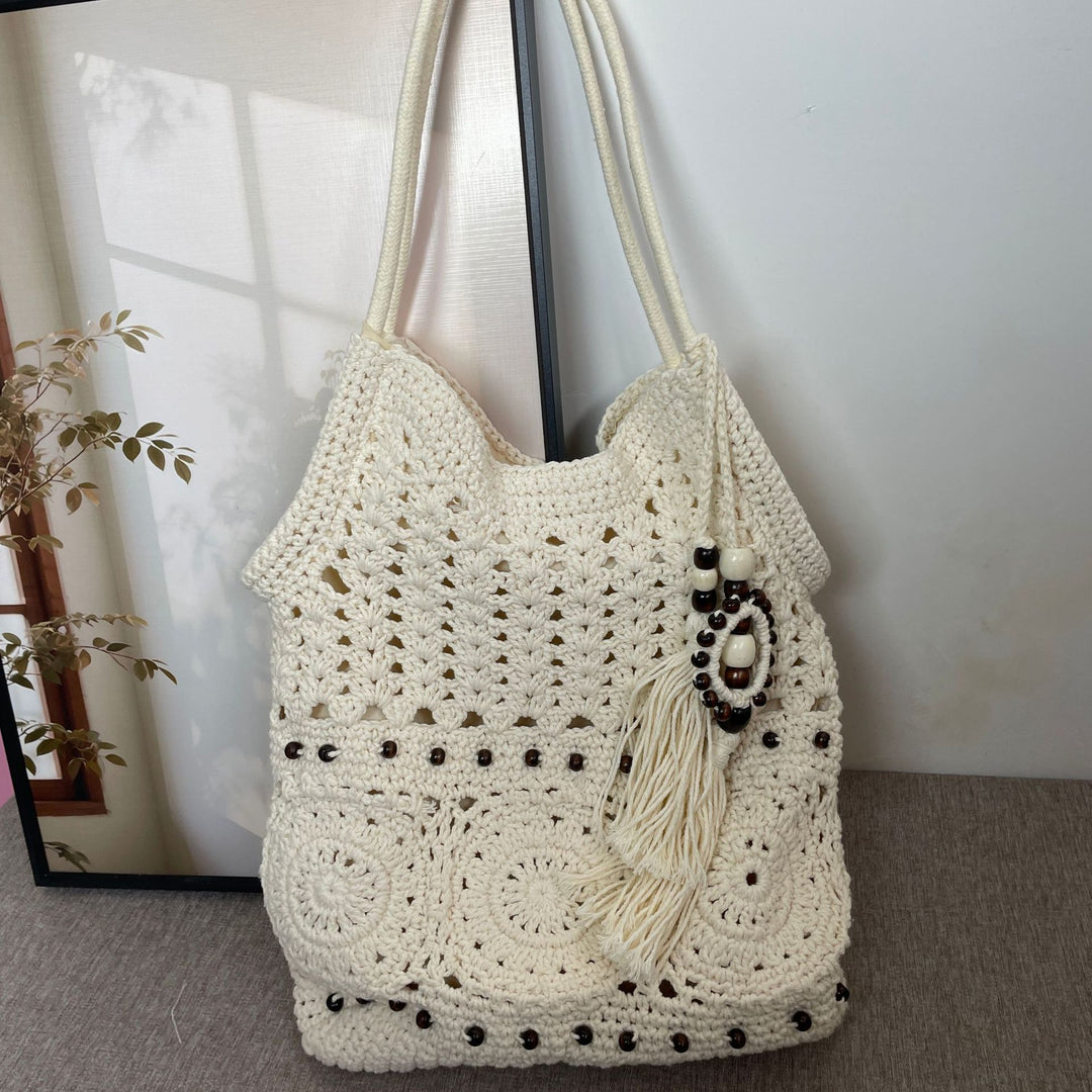 Hand-crocheted shoulder bag with unique fringe design Stornfield