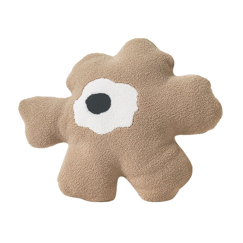 Cozy Decorative Plush Pillow in Organic Flower Shape with Tufted Center Stornfield