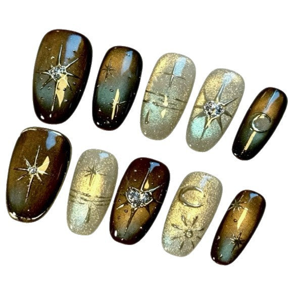 Glamorous artificial nails with sparkling star design Stornfield