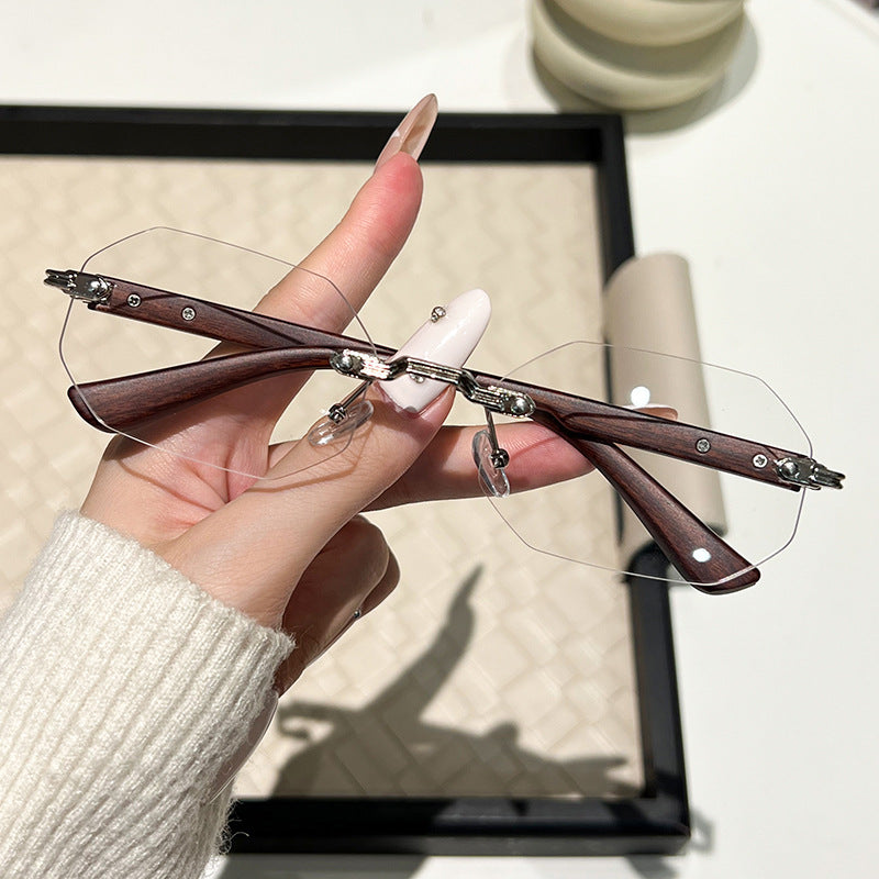 Women's futuristic sunglasses with geometric frame and wood details Stornfield