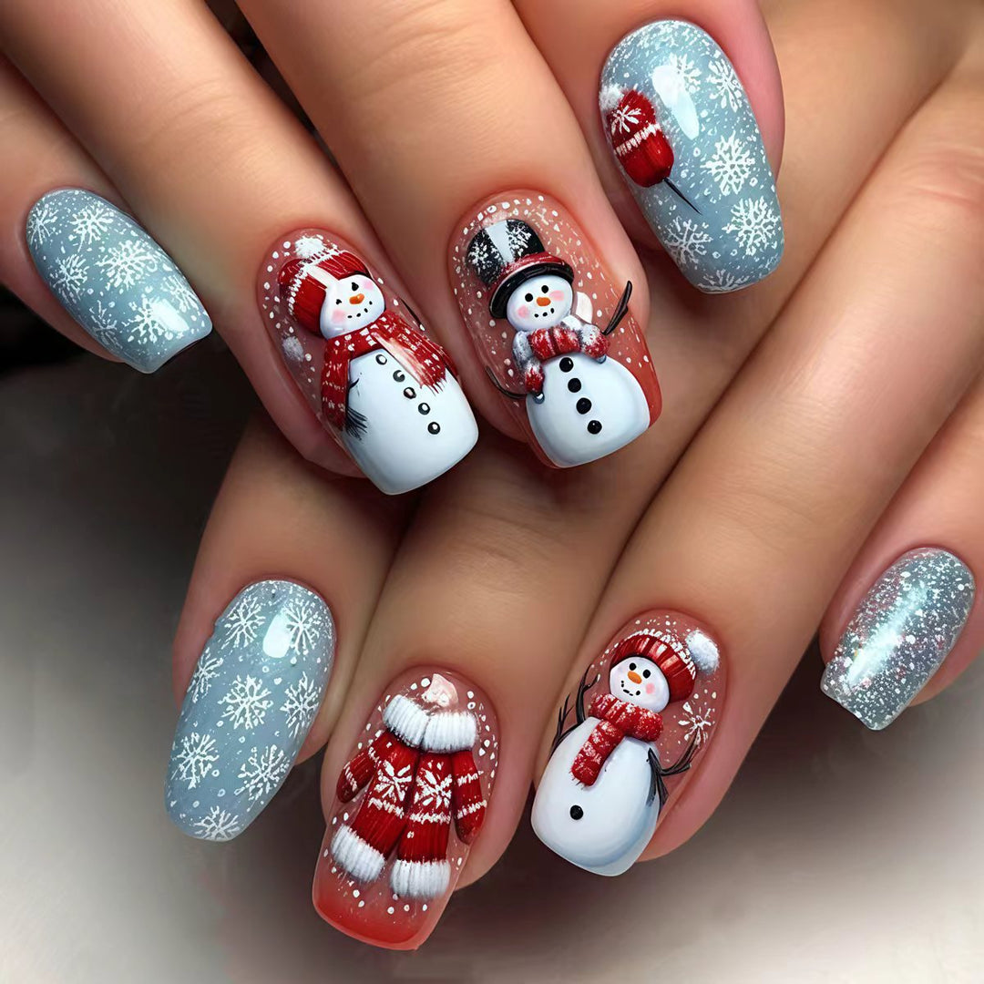Artificial Nails in Winter Snowman Design Stornfield