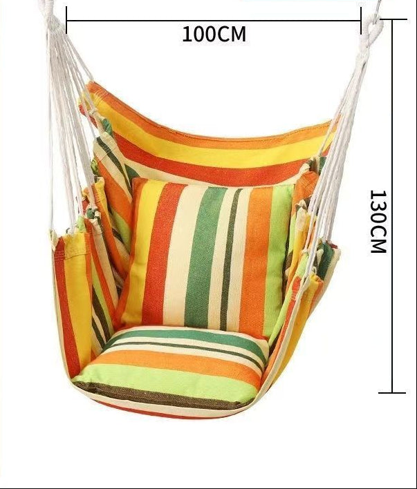 Hanging hammock chair with reinforced cotton canvas and integrated arm pockets Stornfield