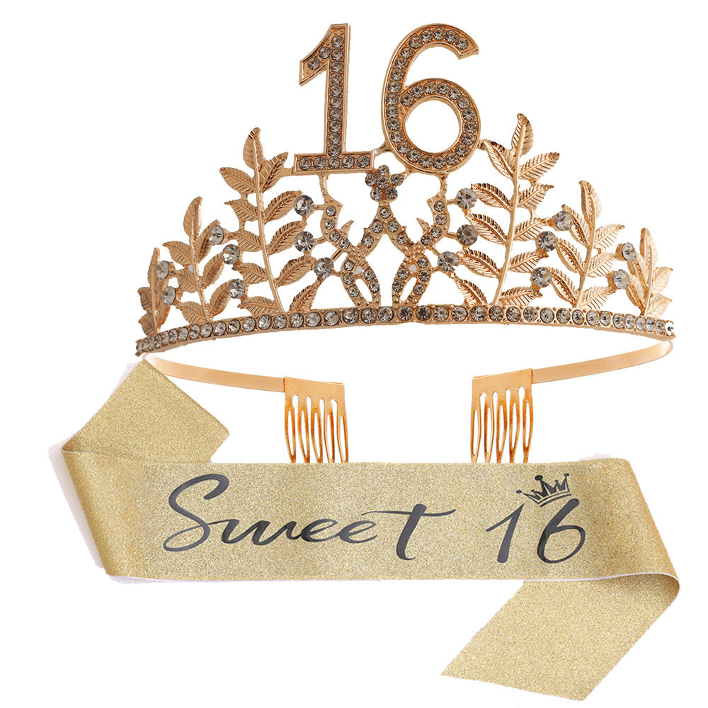 Women's Glamorous Birthday Crown with Shining Rhinestones Stornfield