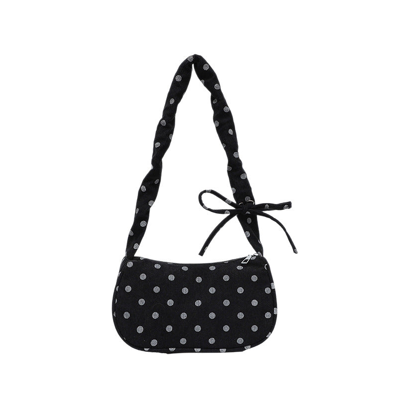 Ruffled Polka Dot Handheld Shoulder Bag