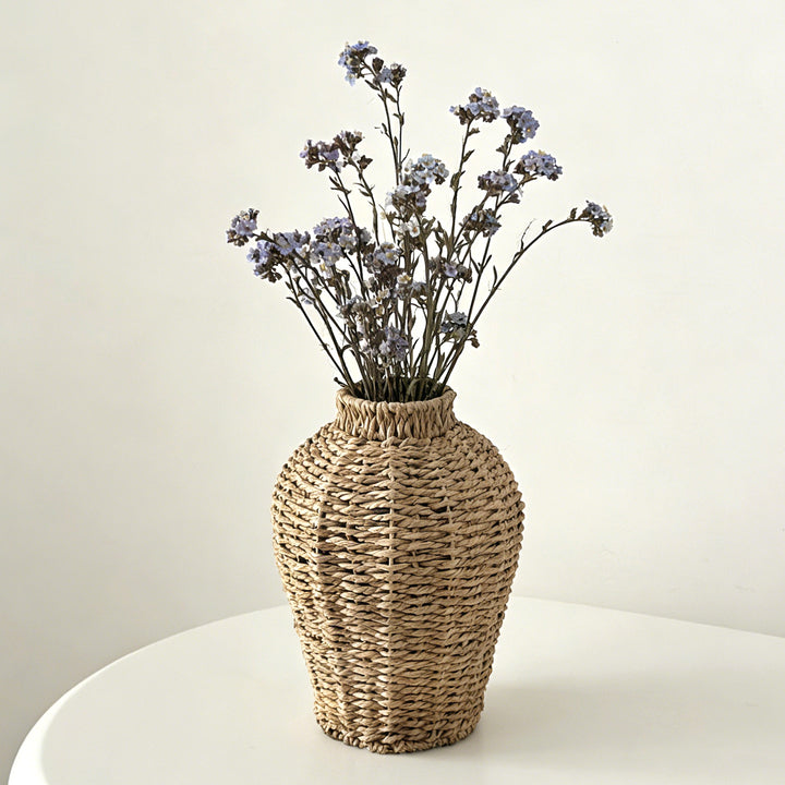 Decorative basket vase made of woven natural material Stornfield