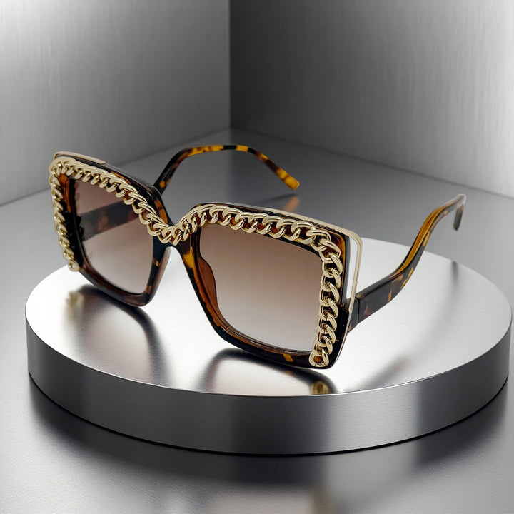 Women's fashionable oversized sunglasses with chain frame Stornfield