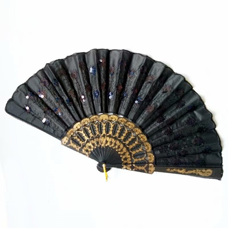 Women's high-quality lace fan with artistic floral motifs Stornfield