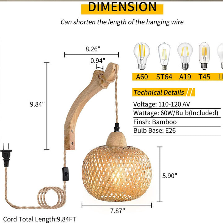 Bamboo Pendant Light Fixture
