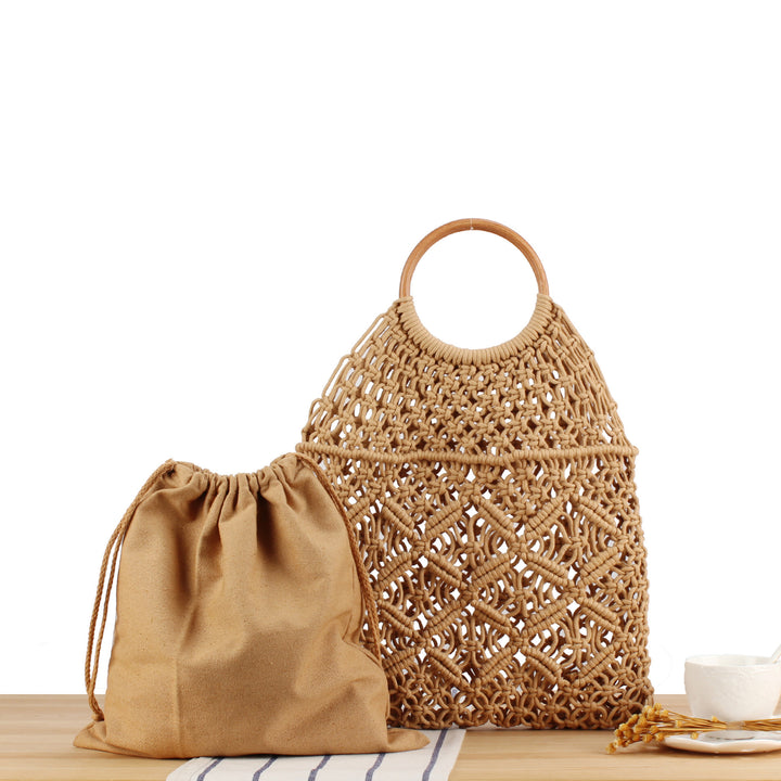 Macrame Tote Bag with Double-Layer Inner Pocket Stornfield