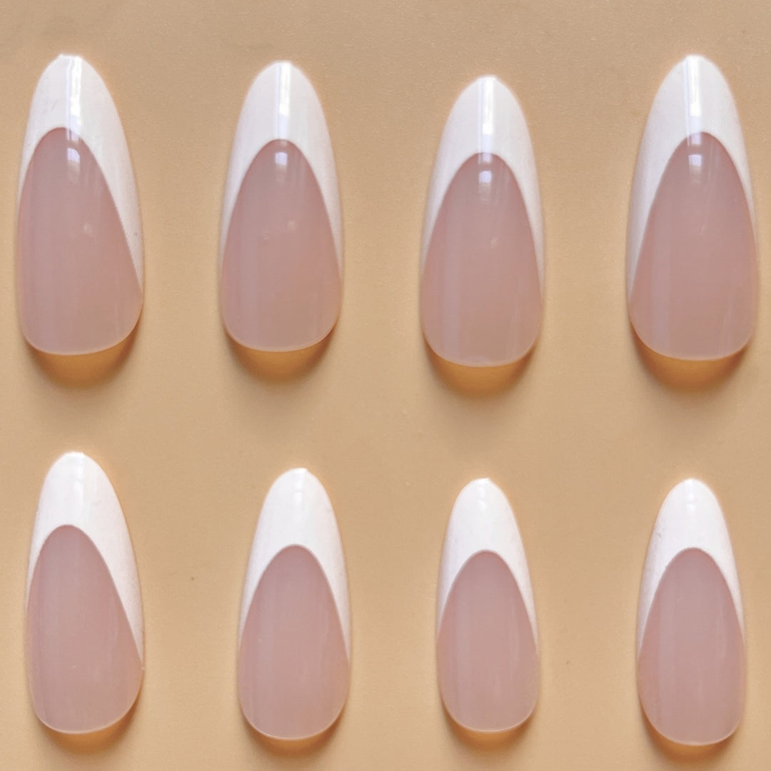Elegant French Tip Almond-Shaped Nail Extensions Stornfield