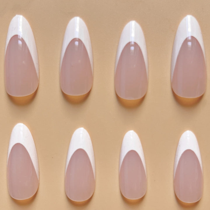 Elegant French Tip Almond-Shaped Nail Extensions Stornfield