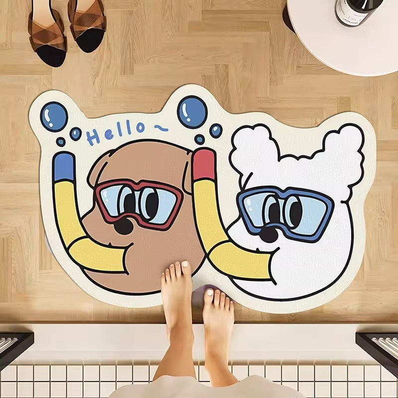 Playful Cartoon-Themed Bath Mat