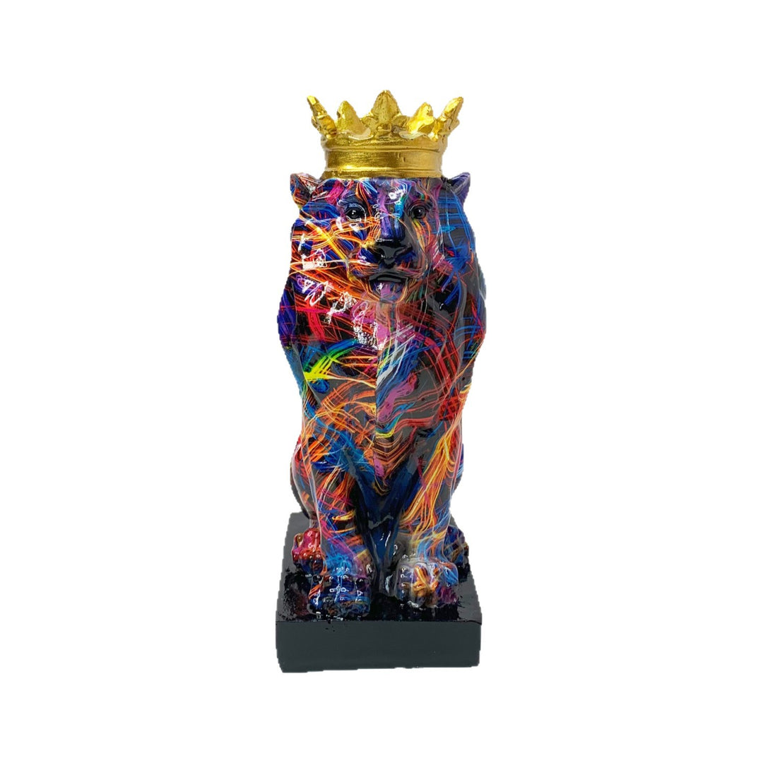 Colorful Lion Sculpture with Crown Stornfield