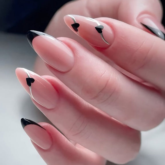 Elegant Heart-Accented Press-On Nail Set Stornfield