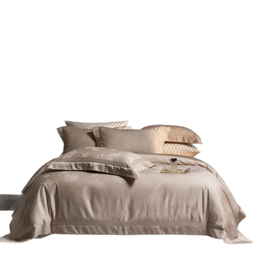 Luxury Damask Jacquard Sateen Duvet Cover Set with Hotel-Style Hem