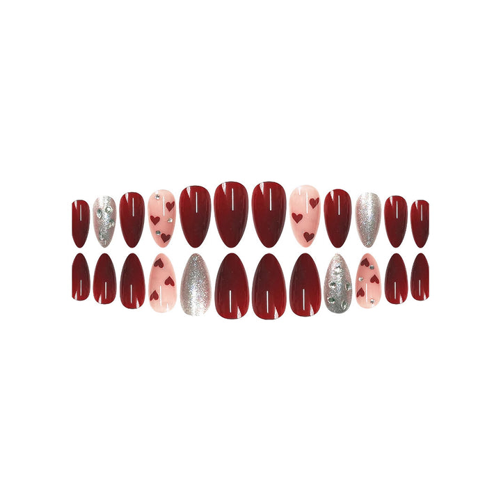 Elegant Heart-Themed Press-On Nail Set Stornfield
