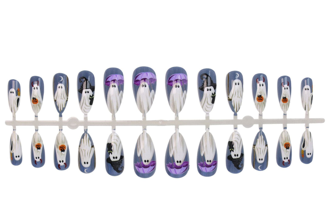 Halloween Nail Art Set with Creepy Ghost and Pumpkin Designs Stornfield
