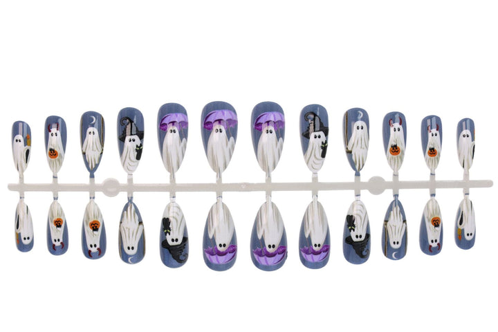 Halloween Nail Art Set with Creepy Ghost and Pumpkin Designs Stornfield