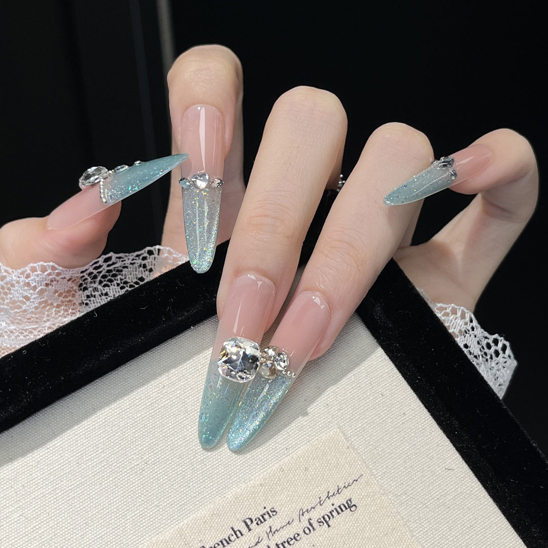 Crystal-Embellished Press-On Nail Extensions Stornfield