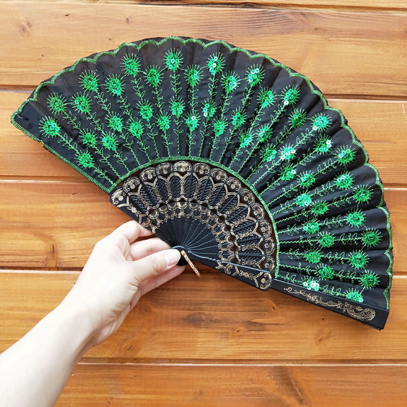 Women's high-quality lace fan with artistic floral motifs Stornfield
