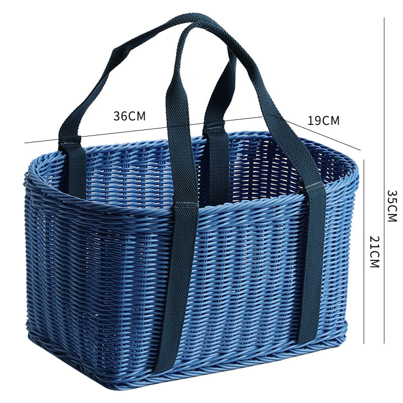 Unisex Robust braided shopping basket with comfortable fabric handles Stornfield