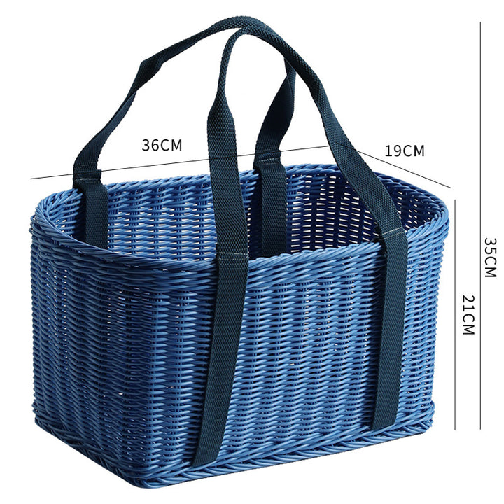 Unisex Robust braided shopping basket with comfortable fabric handles Stornfield