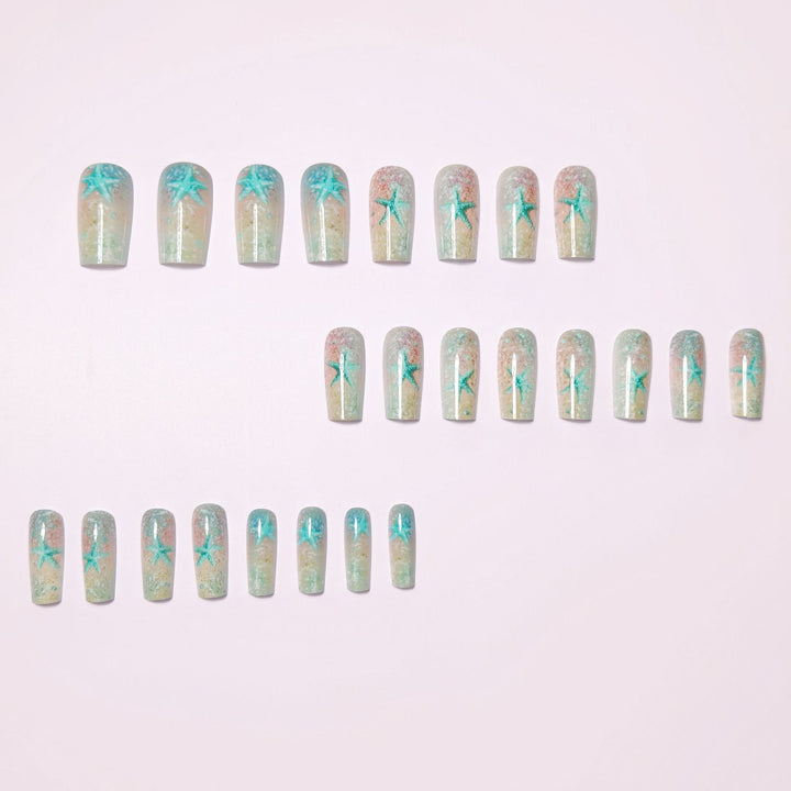 Glittering artificial nails with maritime star motif Stornfield