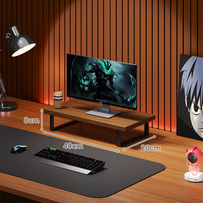 Solid Wood Monitor Riser with Minimal U-Frame Metal Legs