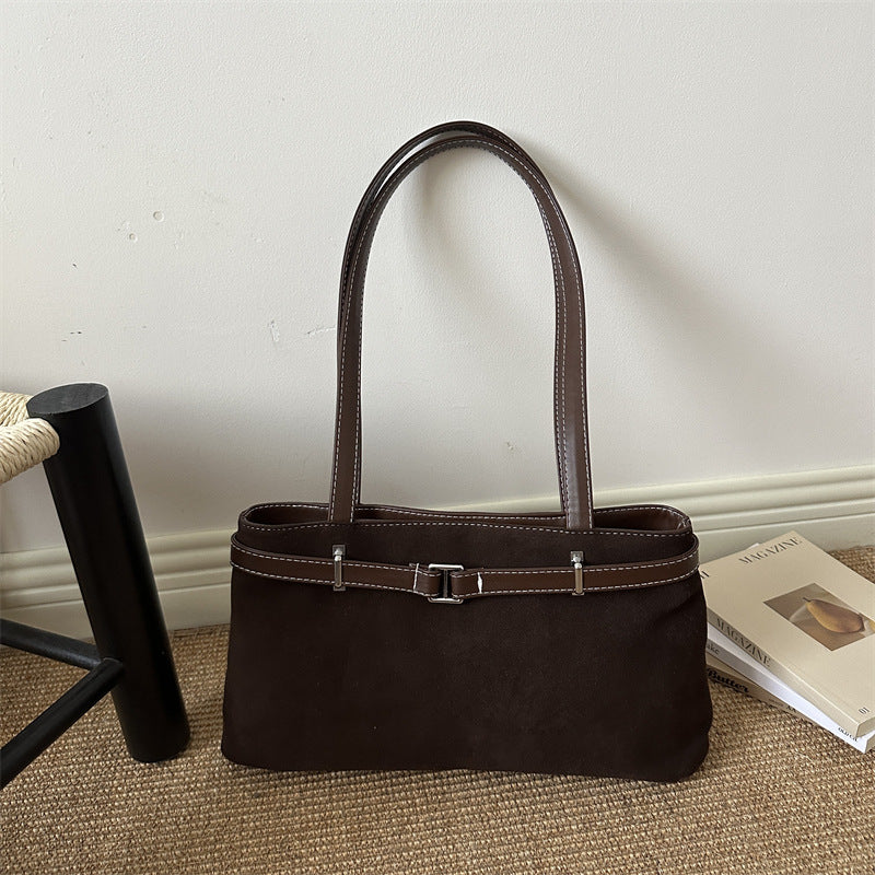 Suede Handheld Satchel