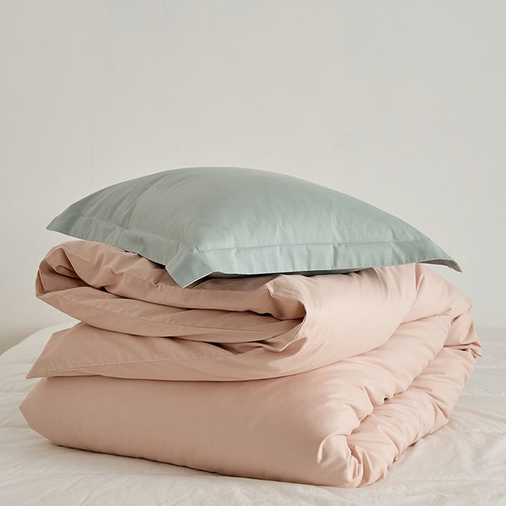 Premium Cotton-Sateen Reversible Duvet Cover and Envelope Pillowcase Set