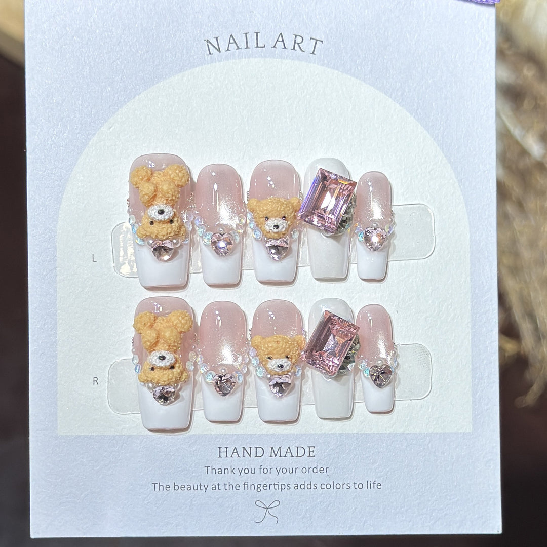 Cute Animal-Inspired Press-On Nail Art Set Stornfield