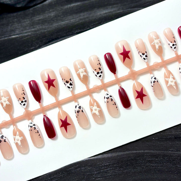 Stylish Press-On Nail Set with Artistic Designs