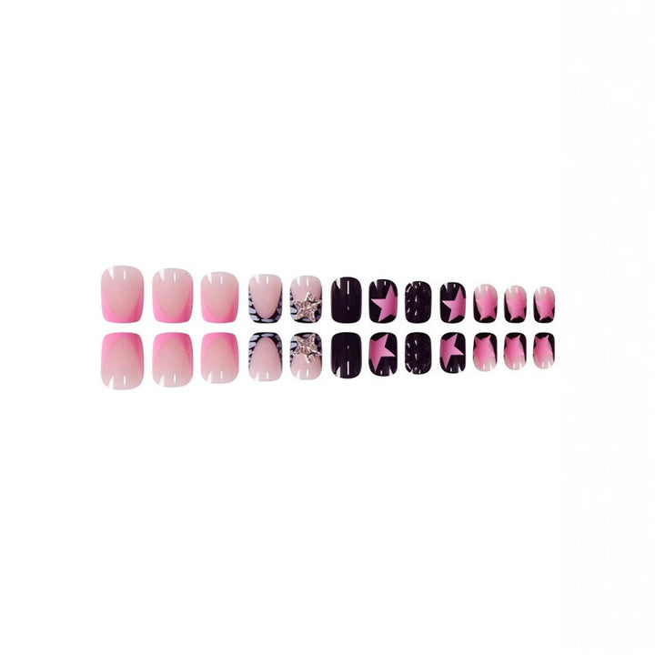 Artistic Press-On Nail Set with Star and Gem Accents Stornfield