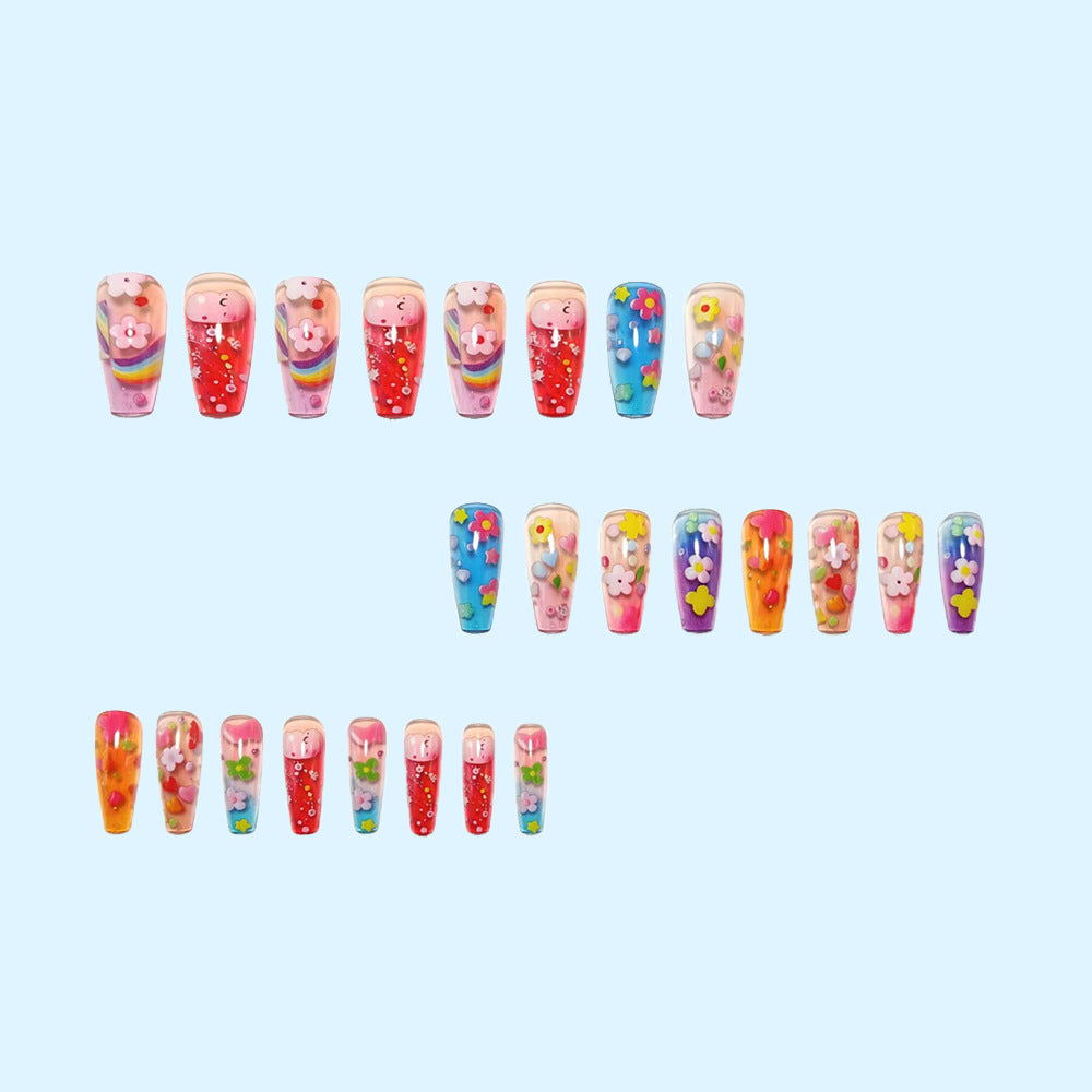 Creative Art Nails with Colorful Flower Design Stornfield