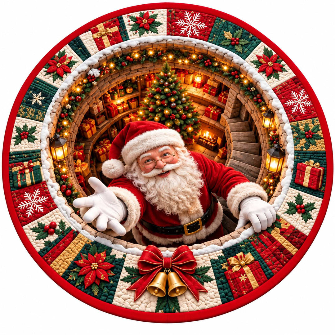 Festive Santa Claus Themed Round Mat for Home