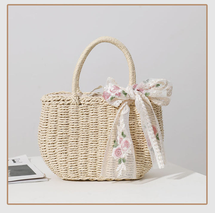 Elegant Bast bag with Floral Bow Detail Stornfield
