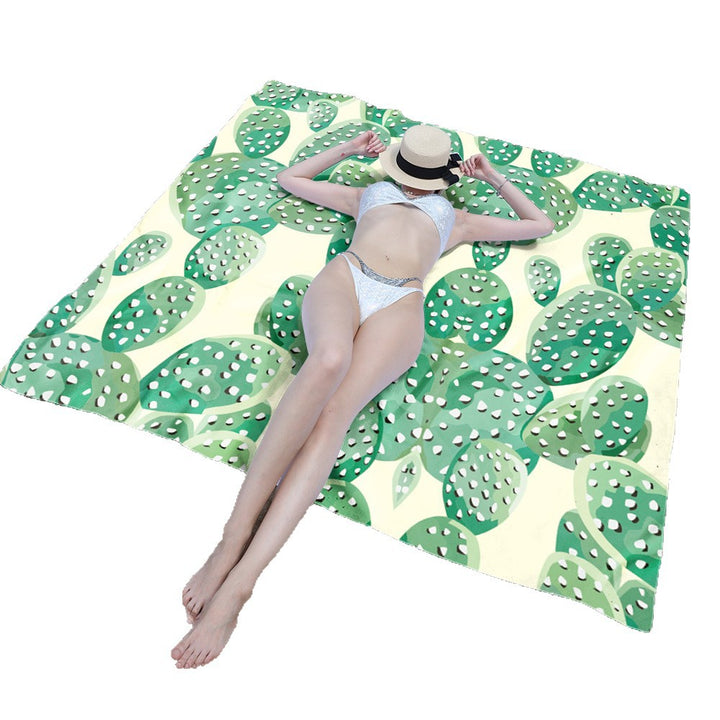Beach blanket with floral cactus pattern Stornfield