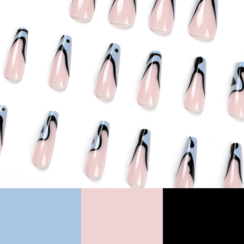 Artful Nail Extensions with Abstract Wave Pattern Stornfield