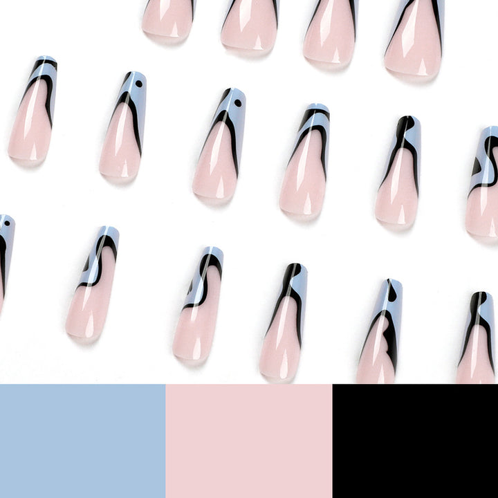 Artful Nail Extensions with Abstract Wave Pattern Stornfield