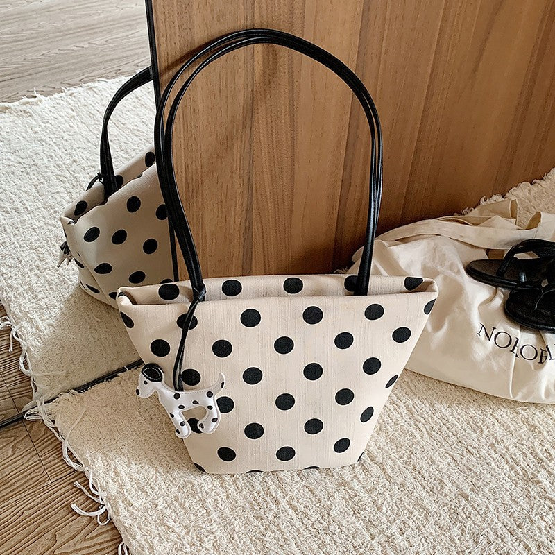 Polka Dot Canvas Shoulder Tote Stornfield