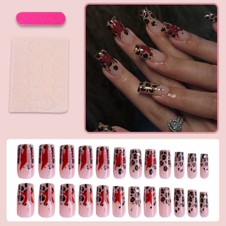 Acrylic nail set with exciting leopard pattern and glamorous accents Stornfield