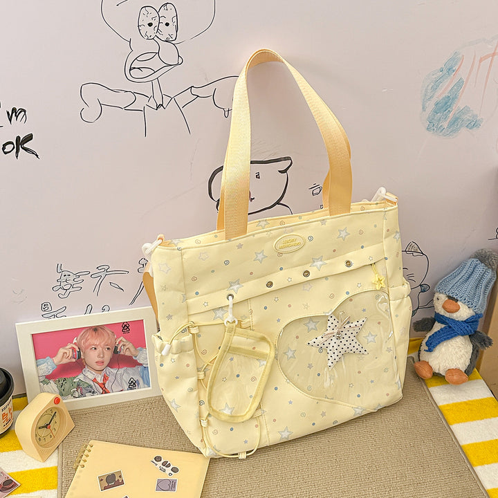 Stylish Multi-Pocket Star-Appliqué Backpack Stornfield