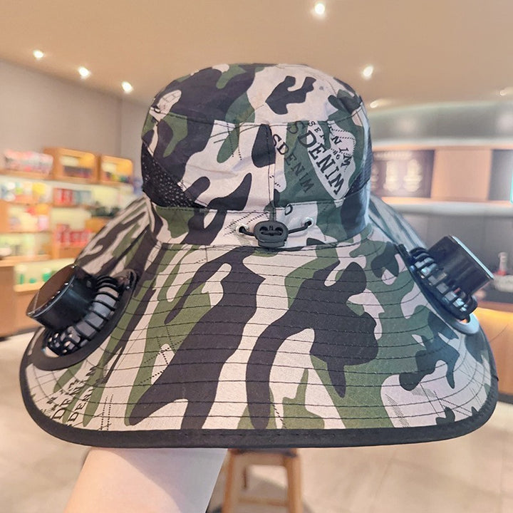 Sunscreen hat with dual USB fans, breathable mesh and adjustable chin strap Stornfield