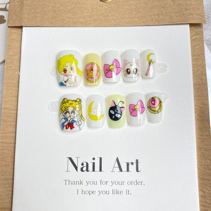 Whimsical Character-Inspired Press-On Nail Art Set