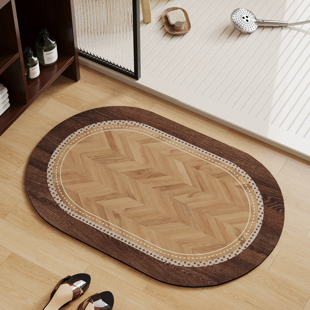 Elegant Wood-Patterned Area Mat
