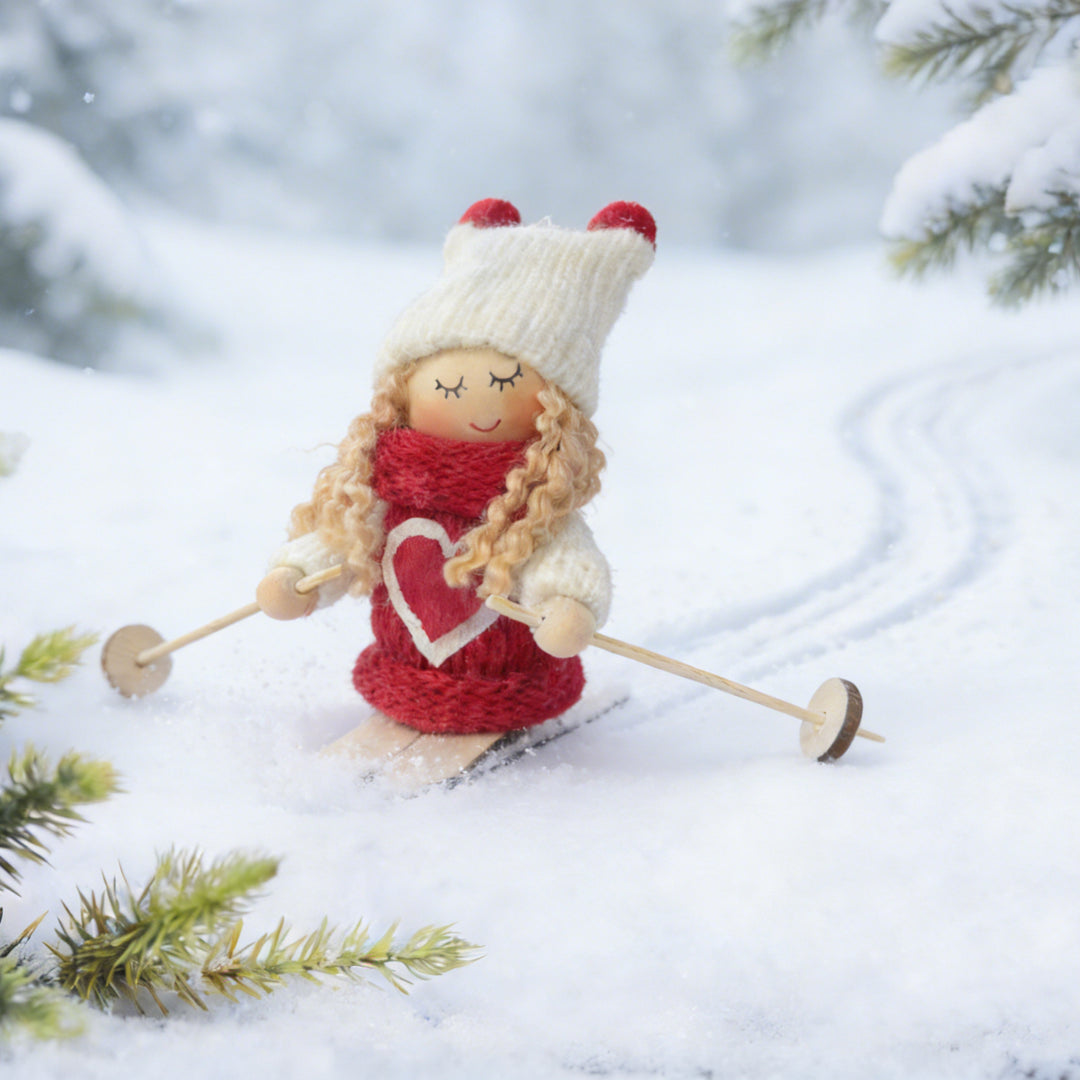 Decorative Santa Claus figure in ski style